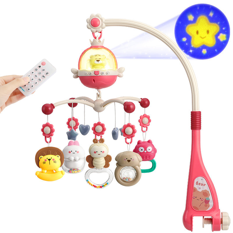 Remote Control Baby Projection Hanging Bed Bell Toy - Pink