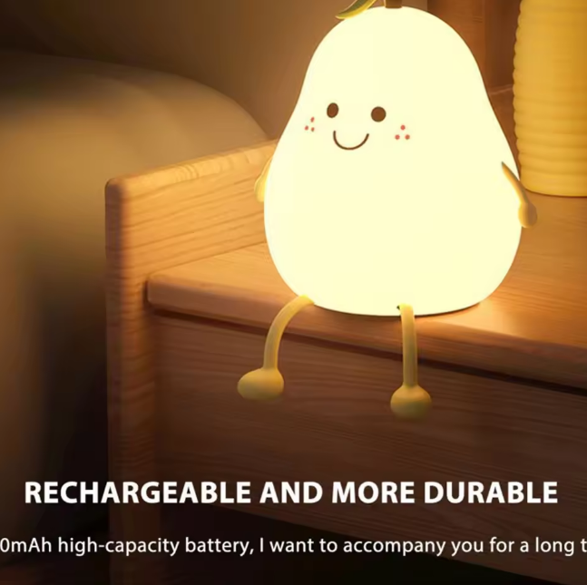Rechargeable & Touchable Cute Pear Shape Silicon Table Lamp