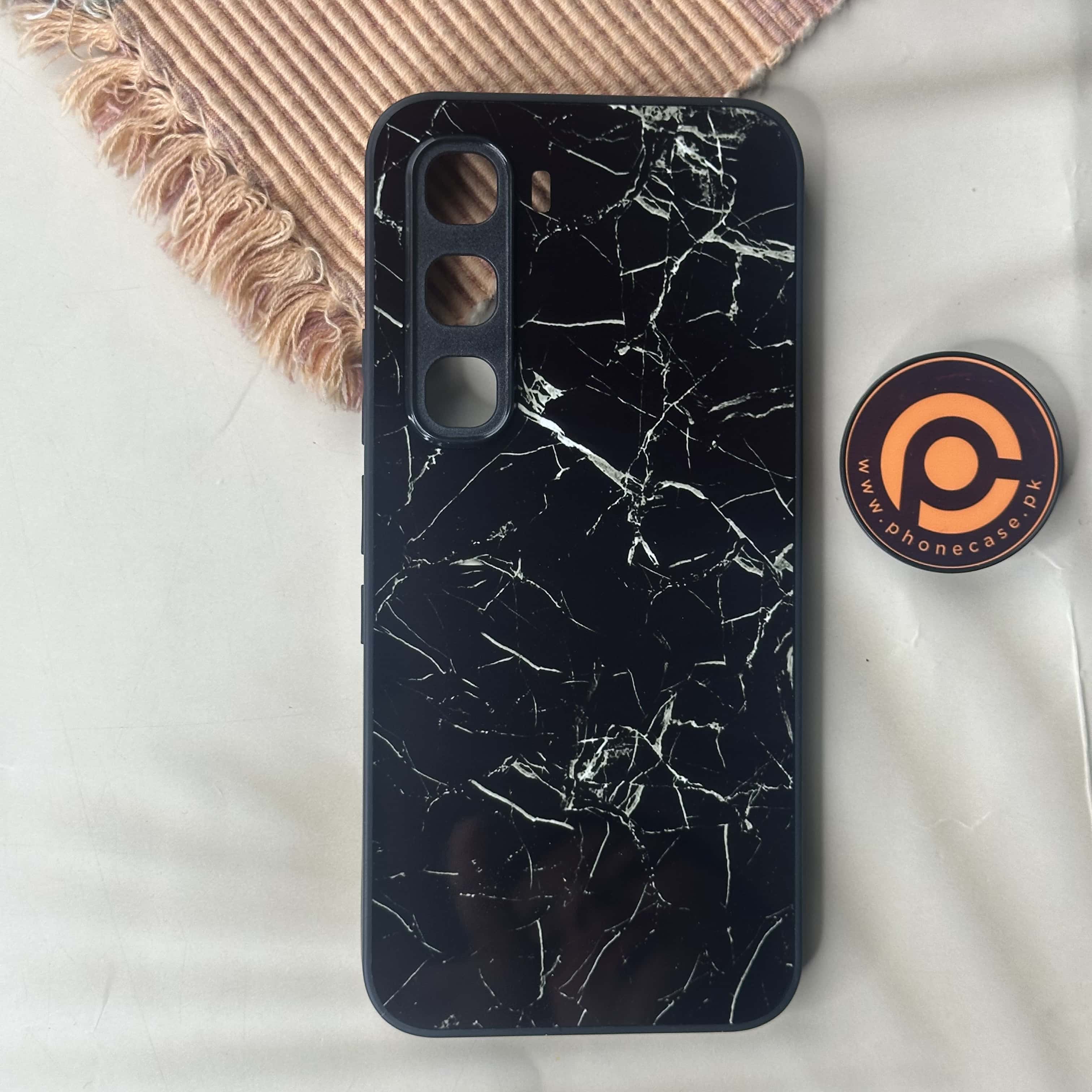 Infinix Hot 60 Pro - Black Marble design 1 - Premium Metal Printed soft Bumper shock Proof Case CS-43411