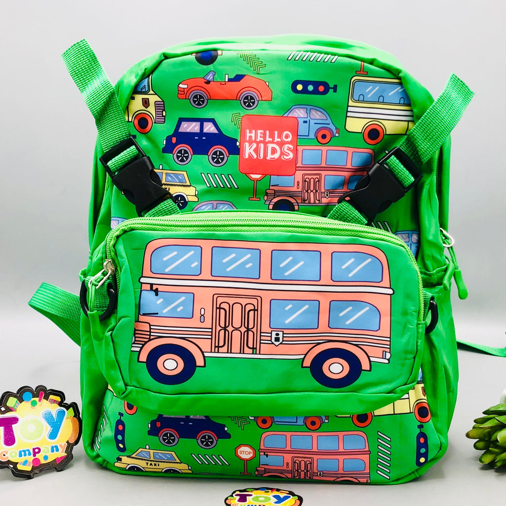12* Inches Bus Themed Kids School Bag With Pocket