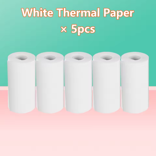 5Pcs Thermal Printer White Paper Rolls
