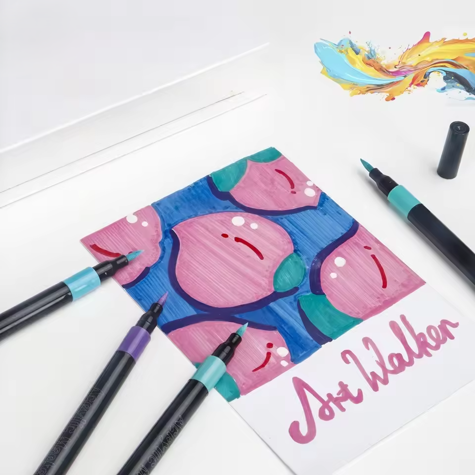 24Pcs Premium Acrylic Color Markers With Storage Box