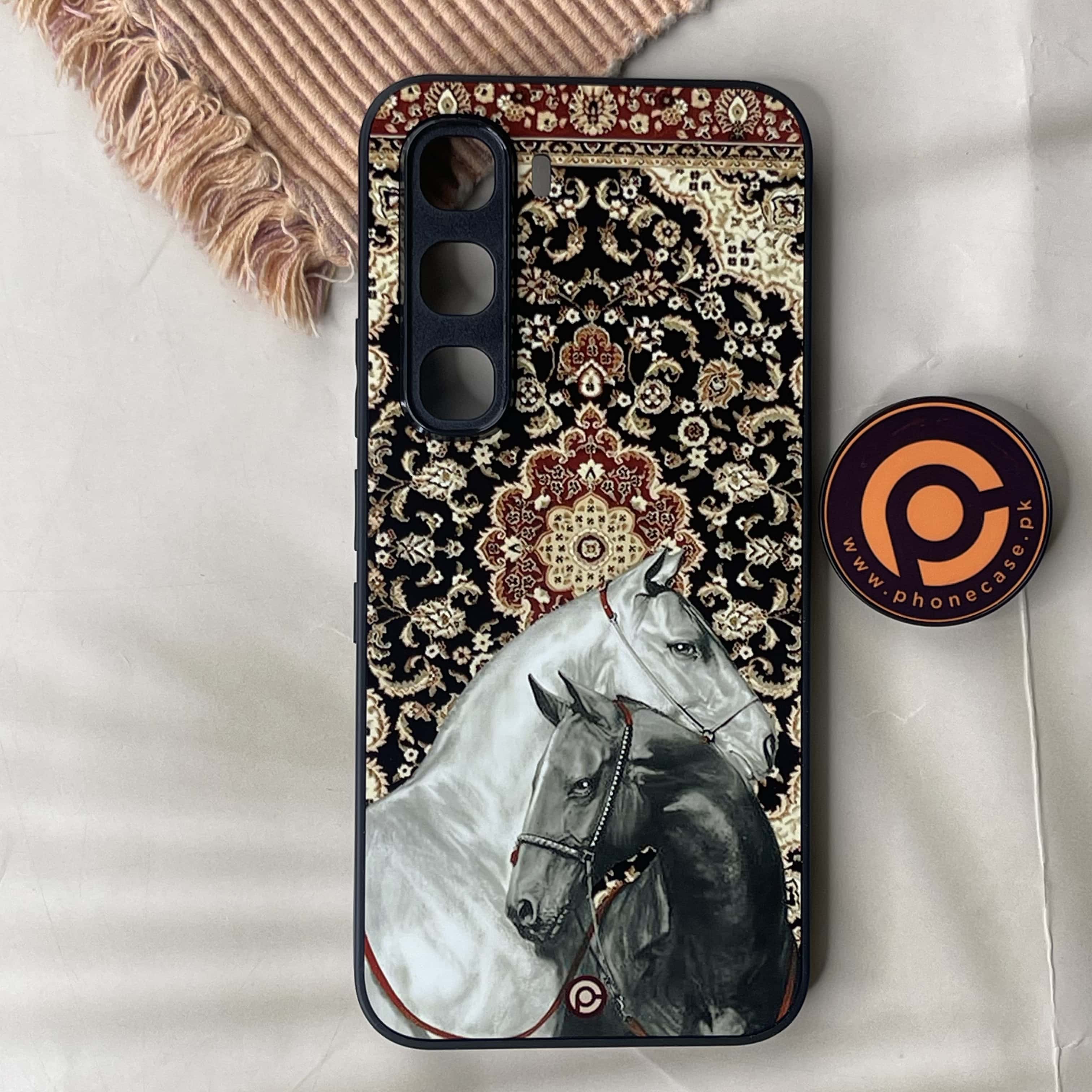 Infinix Hot 60 Pro - Persian Calligraphy Art 22 - Horse Heritage - Premium Metal Printed soft Bumper shock Proof Case CS-43250