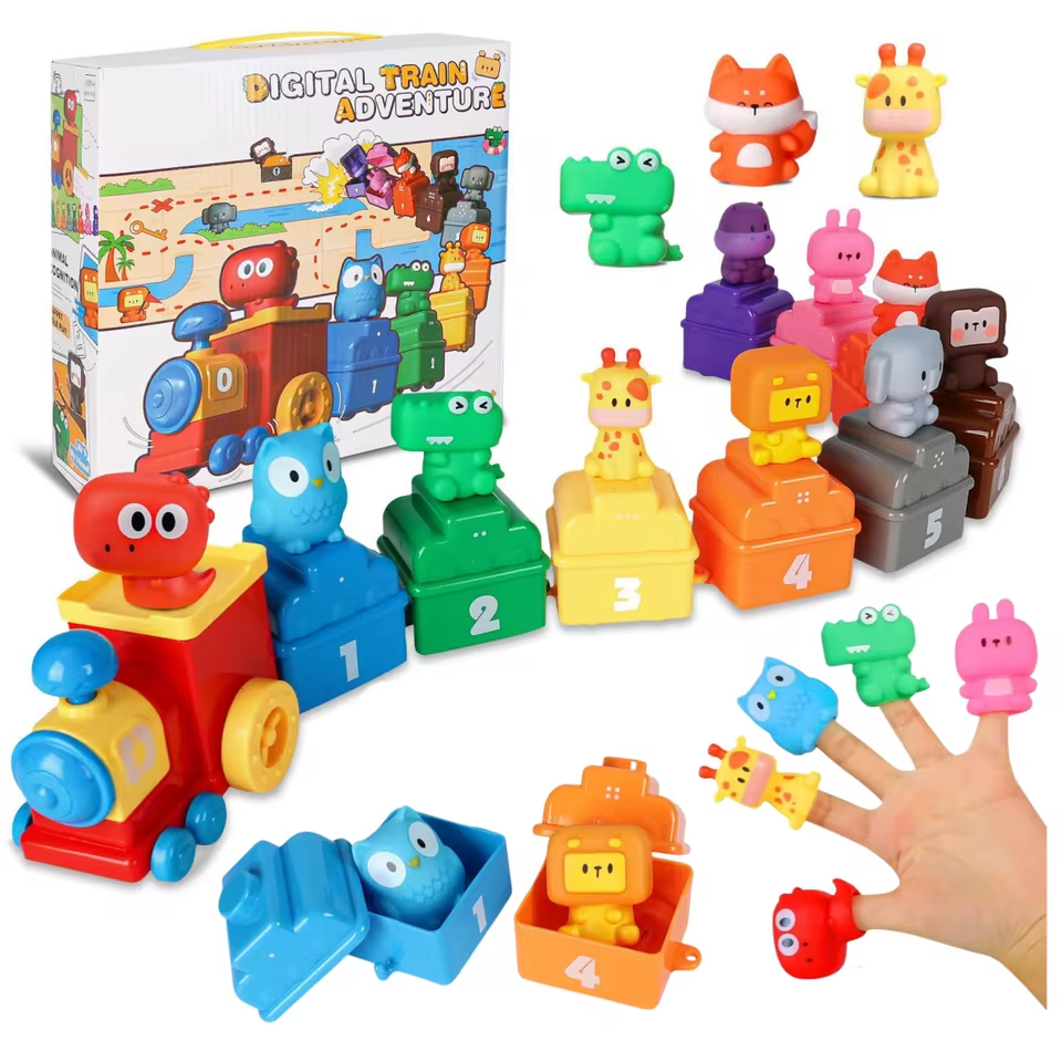 20Pcs Montessori Digital Animal Train Adventure