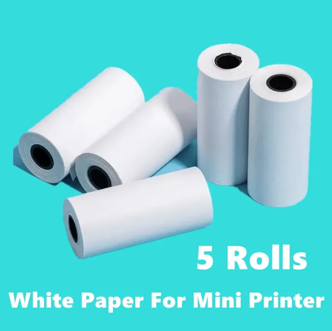 5Pcs Thermal Printer White Paper Rolls