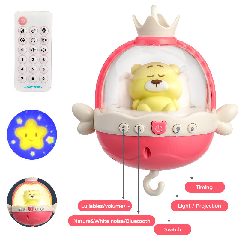 Remote Control Baby Projection Hanging Bed Bell Toy - Pink