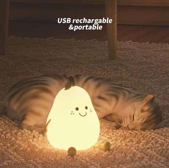 Rechargeable & Touchable Cute Pear Shape Silicon Table Lamp