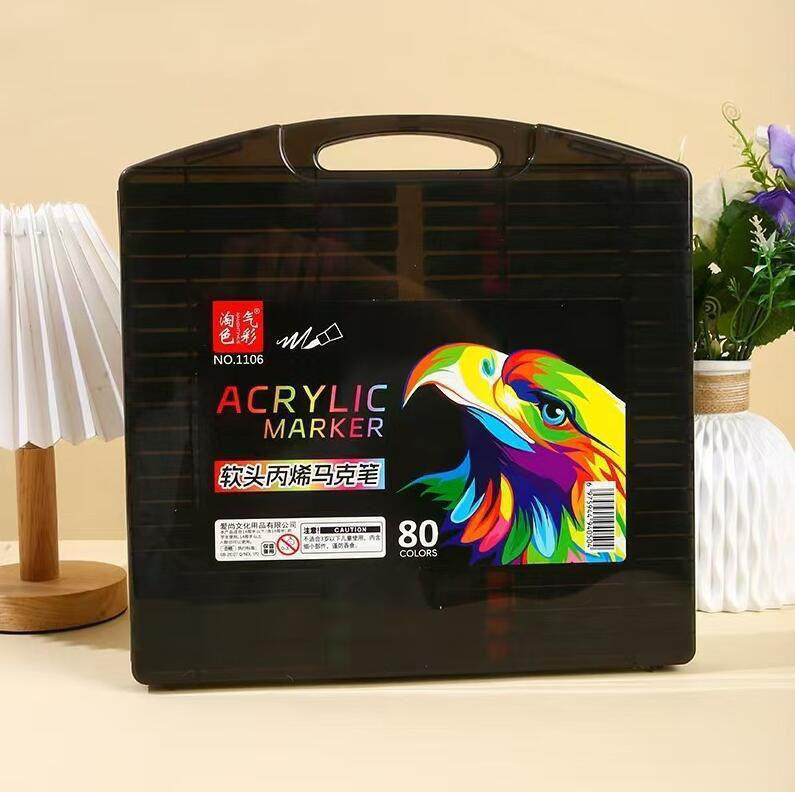 24Pcs Premium Acrylic Color Markers With Storage Box