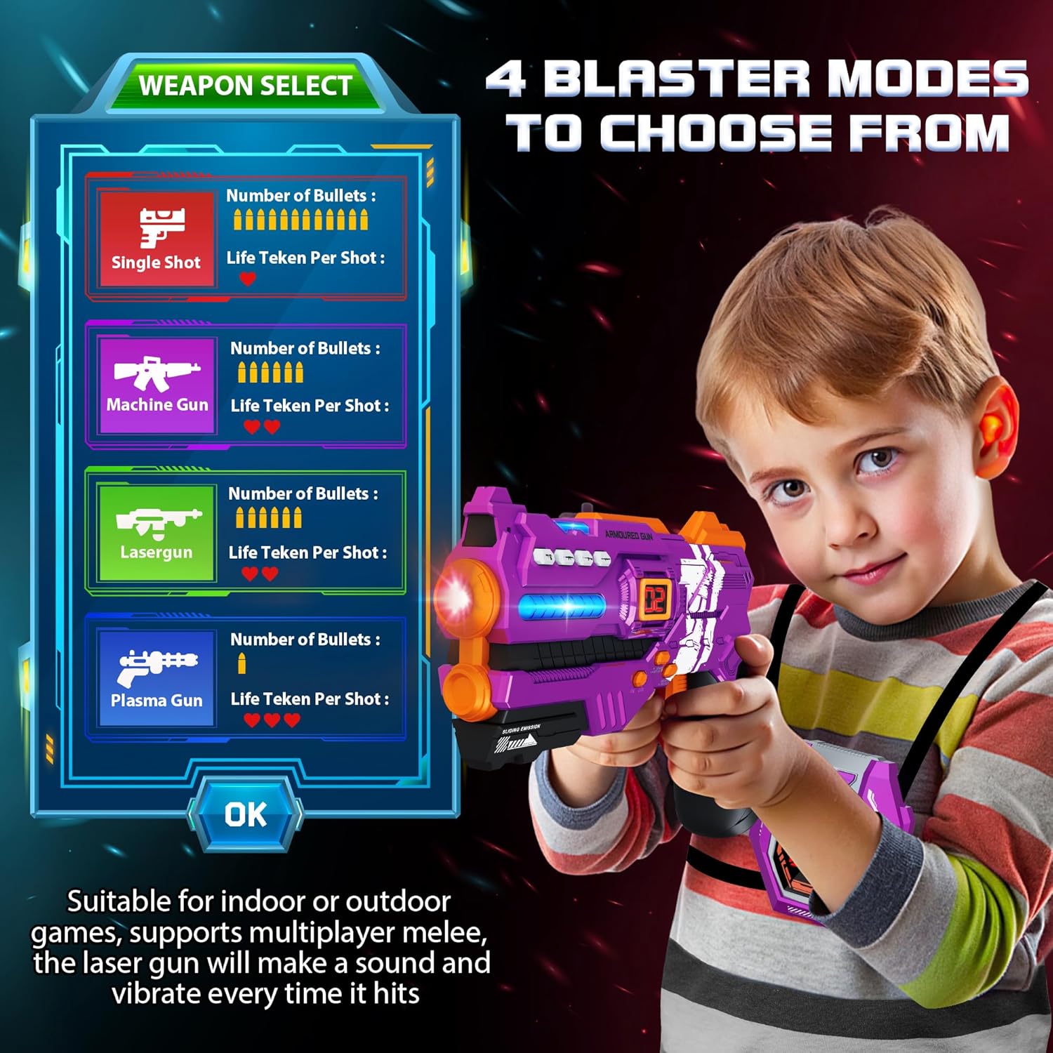 Kids Infrared Laser Tag Gun With LED Score Display