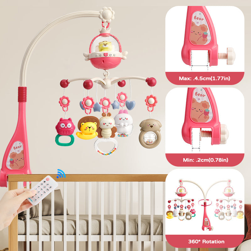 Remote Control Baby Projection Hanging Bed Bell Toy - Pink