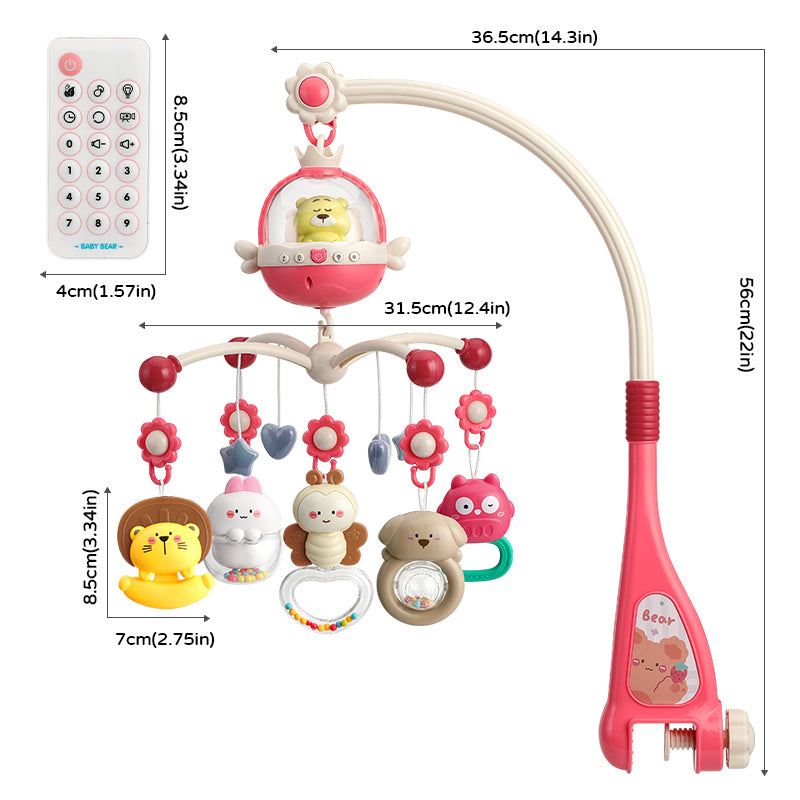 Remote Control Baby Projection Hanging Bed Bell Toy - Pink
