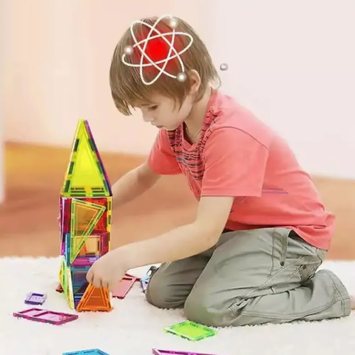 102Pcs DIY Magnetic Tiles Building Blocks With 10Pcs Car