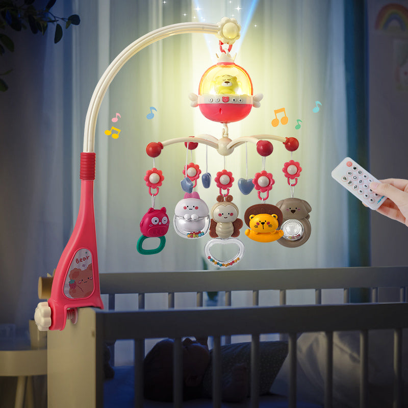 Remote Control Baby Projection Hanging Bed Bell Toy - Pink