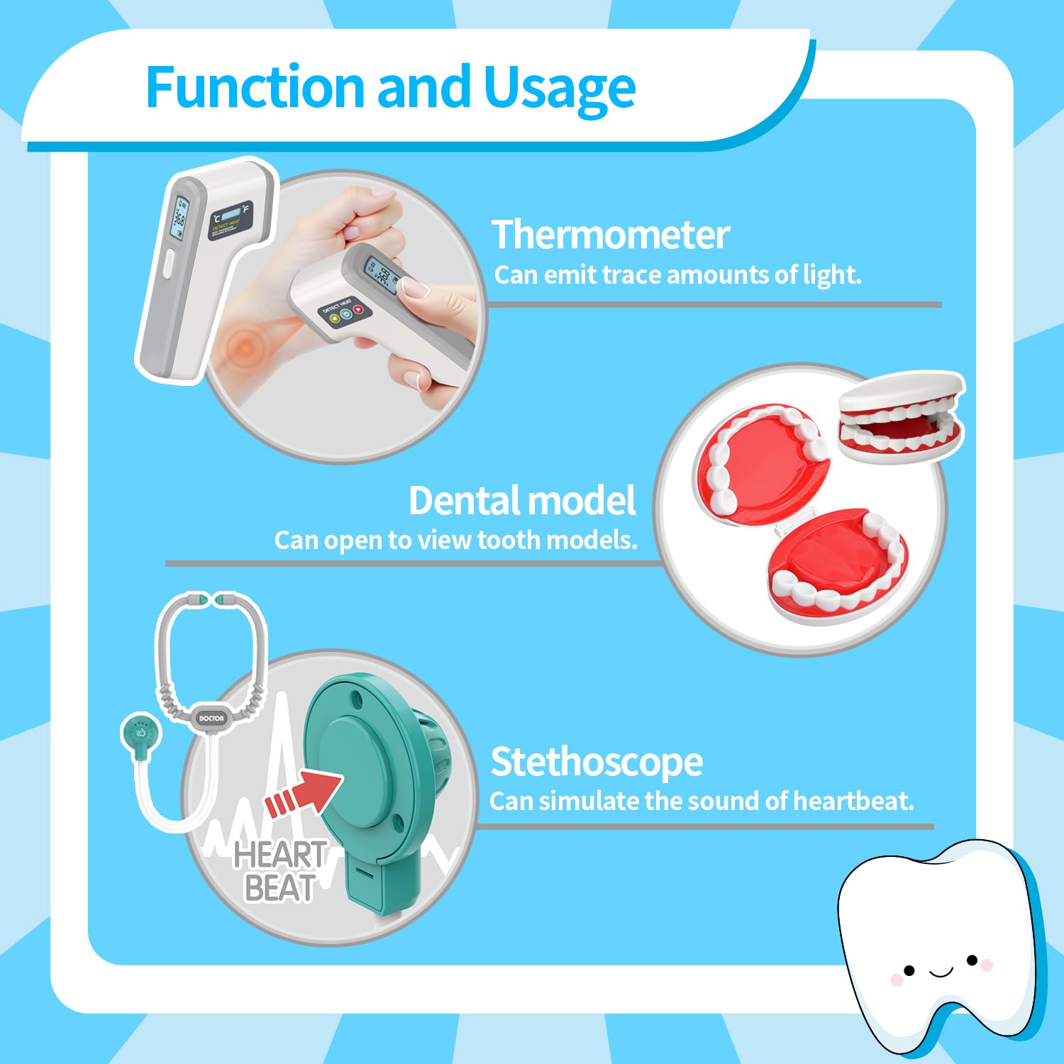 30Pcs Kids Dentist Medical Trolley With Light & Sound