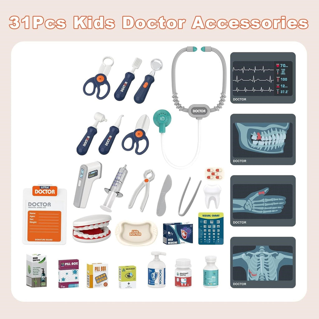 30Pcs Kids Dentist Medical Trolley With Light & Sound