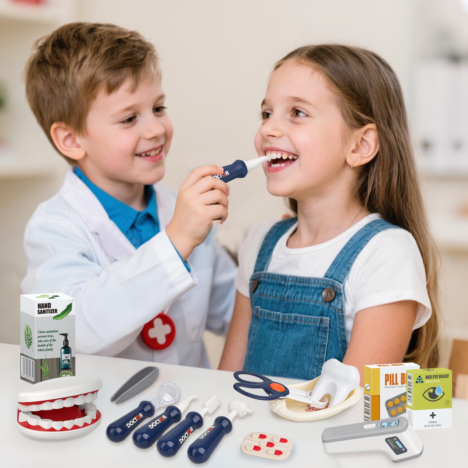 30Pcs Kids Dentist Medical Trolley With Light & Sound