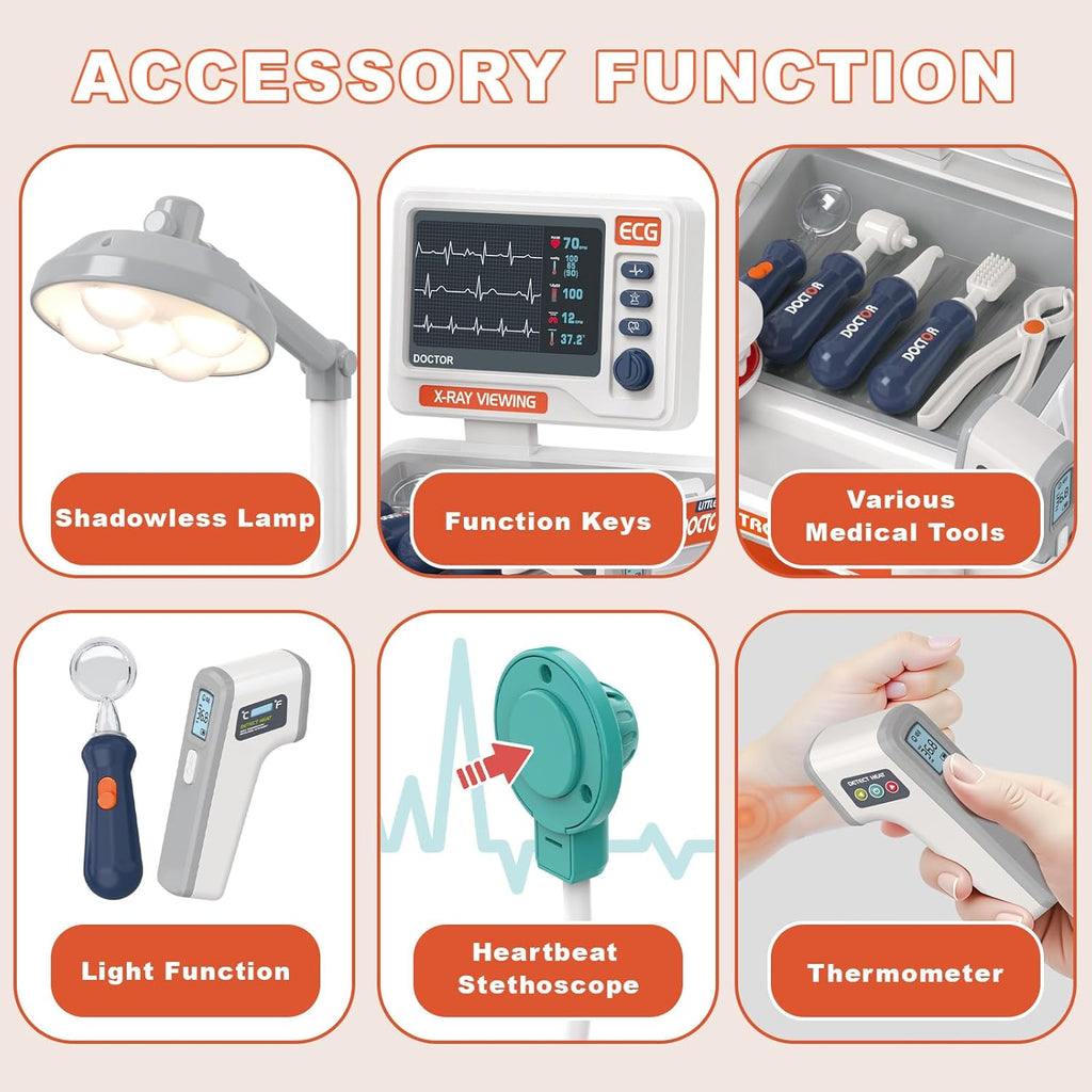 30Pcs Kids Dentist Medical Trolley With Light & Sound