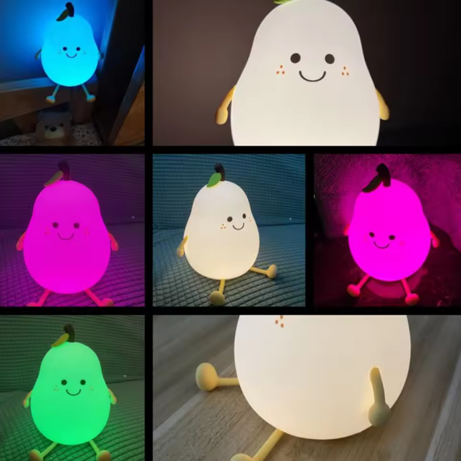 Rechargeable & Touchable Cute Pear Shape Silicon Table Lamp