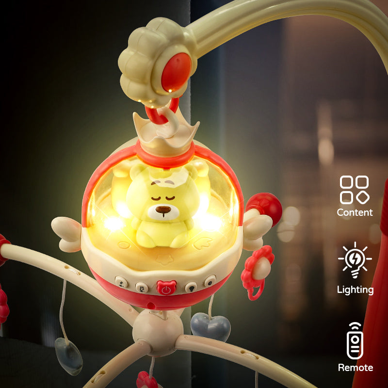 Remote Control Baby Projection Hanging Bed Bell Toy - Pink