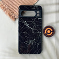 Google Pixel 8 Pro - Black Marbl Design 1 - Premium Metal Printed soft Bumper Shock Proof Case CS-43462