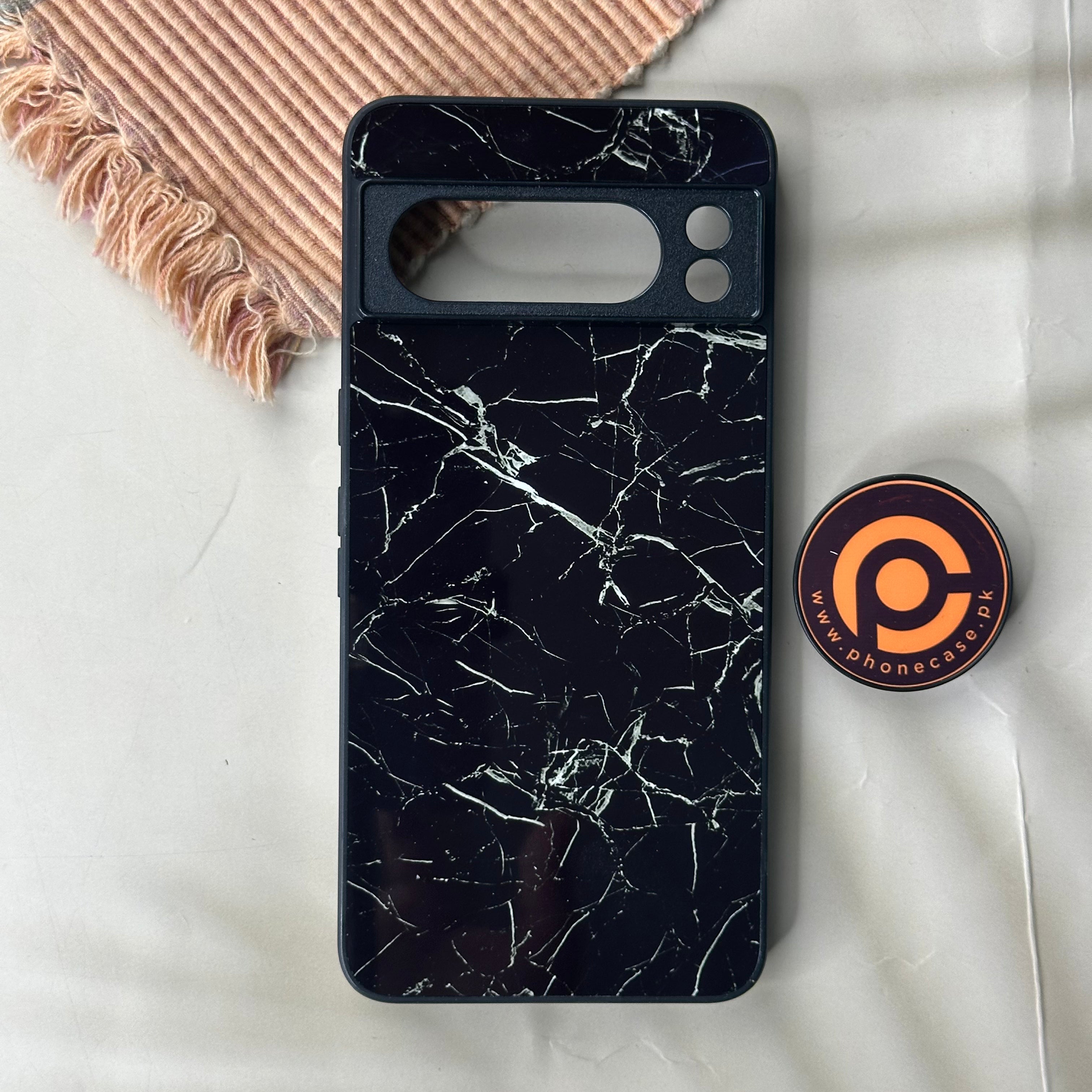 Google Pixel 8 Pro - Black Marbl Design 1 - Premium Metal Printed soft Bumper Shock Proof Case CS-43462