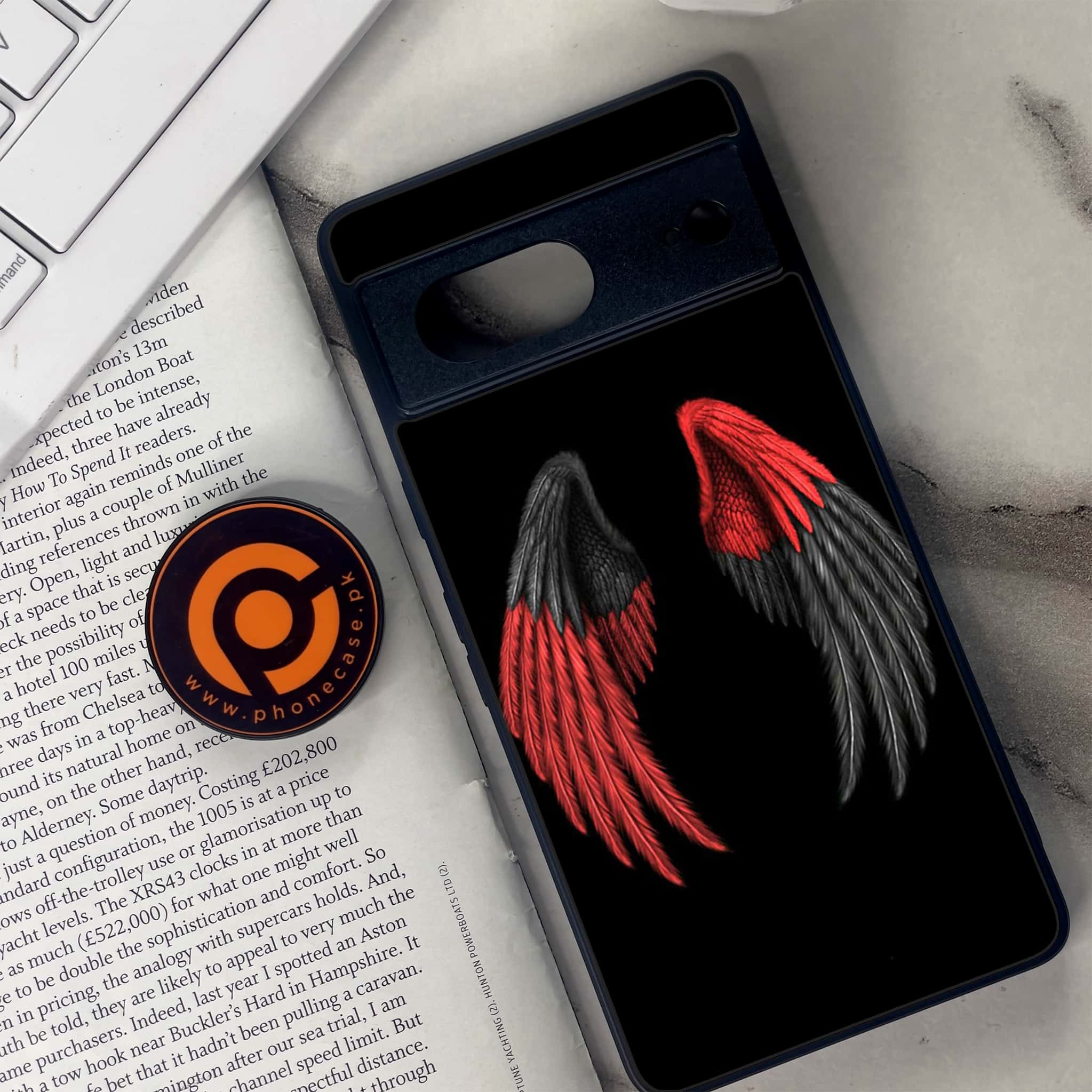 Google Pixel 7 - Angel Wings Design 7 - Premium Metal Printed soft Bumper Shock Proof Case CS-43220