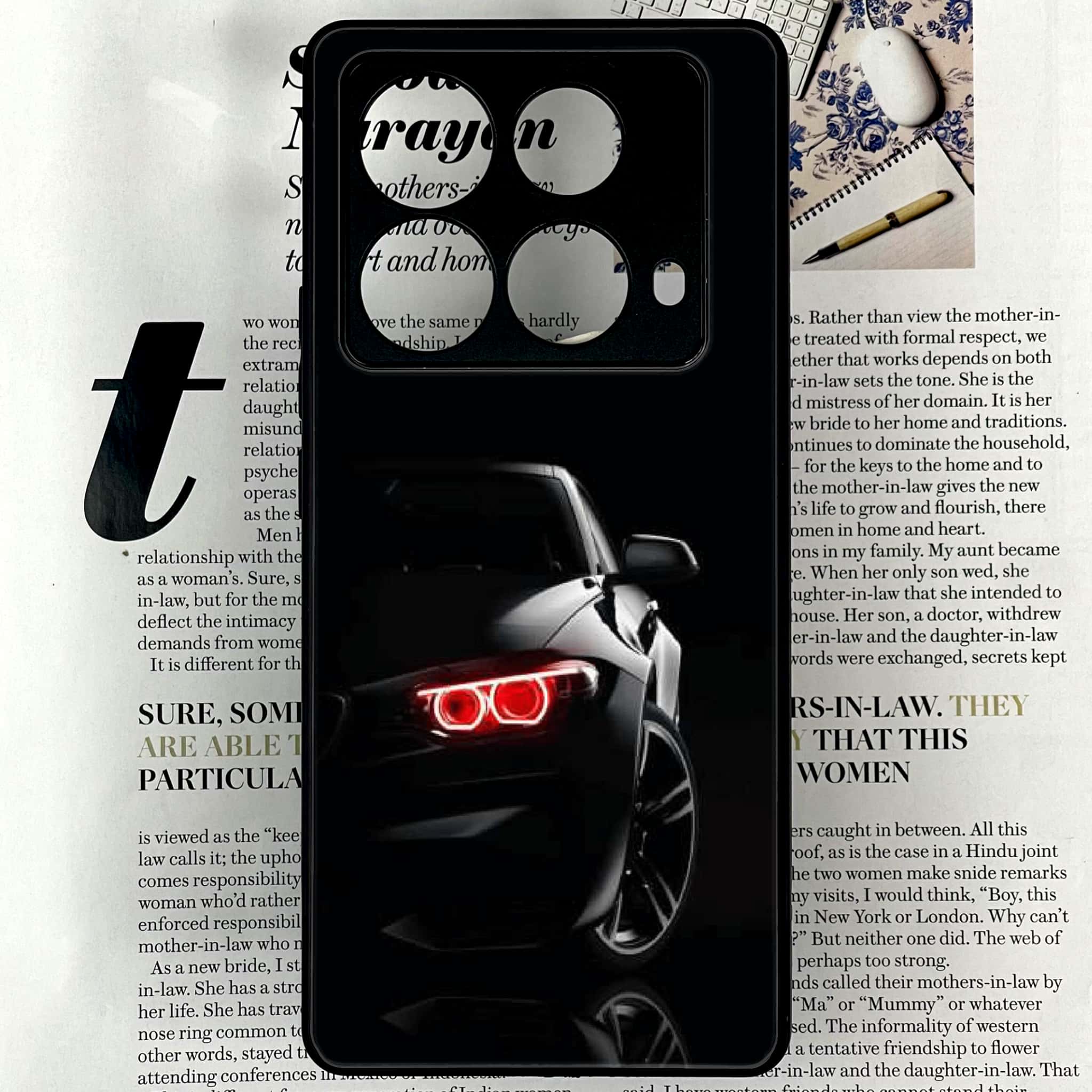 Infinix Note 40 4G - Black Art Design 6 - Premium Printed Glass soft Bumper shock Proof Case CS-43043
