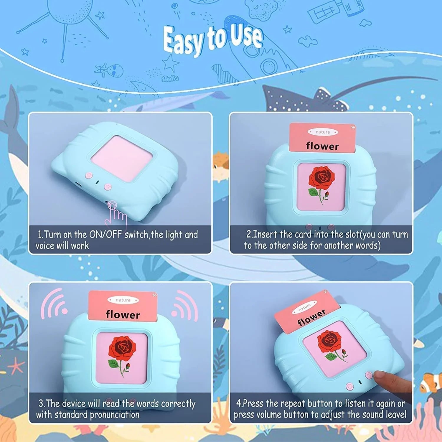 Talking Flash Card Educational Game Set for Preschool Kids