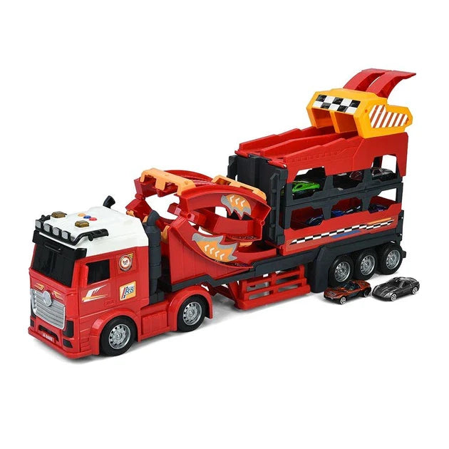 113cm Deformation Catapult Car Launching Truck - 4Pcs Alloy Cars