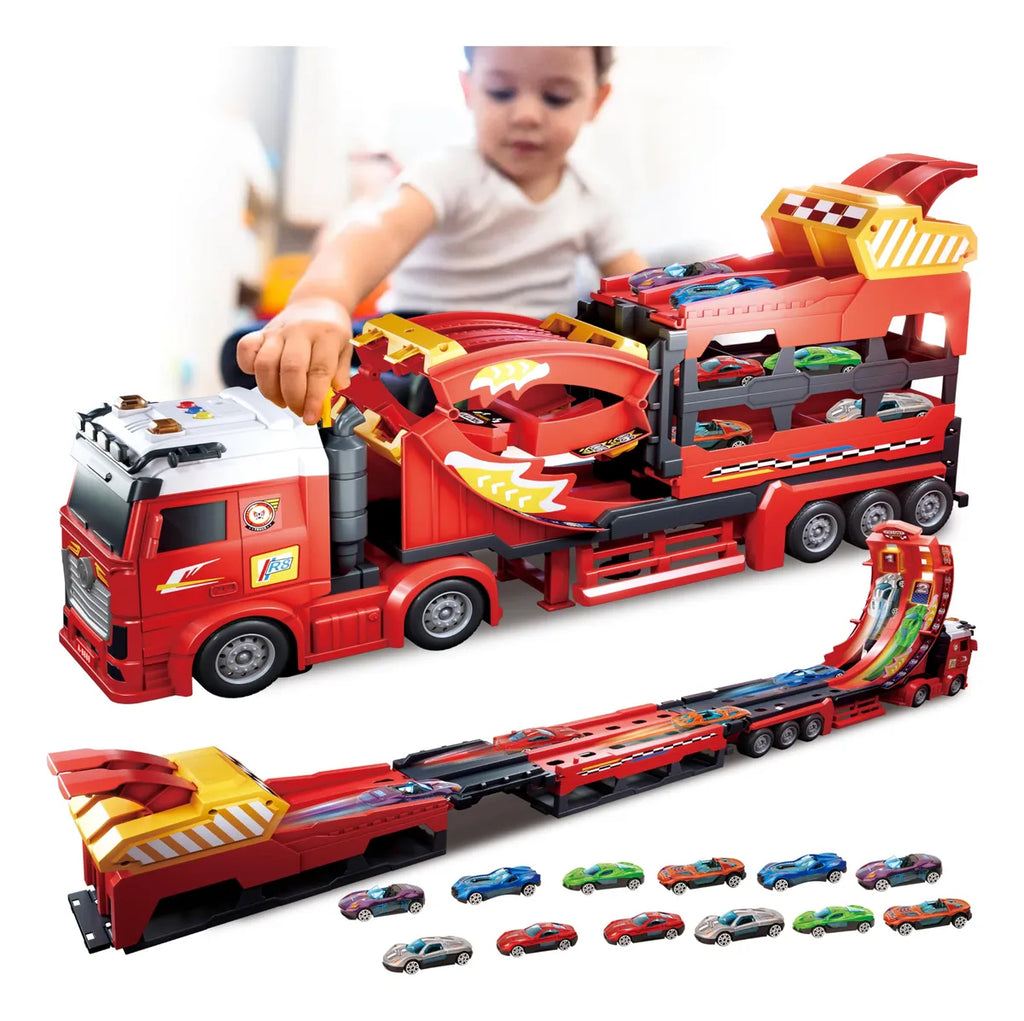 113cm Deformation Catapult Car Launching Truck - 4Pcs Alloy Cars