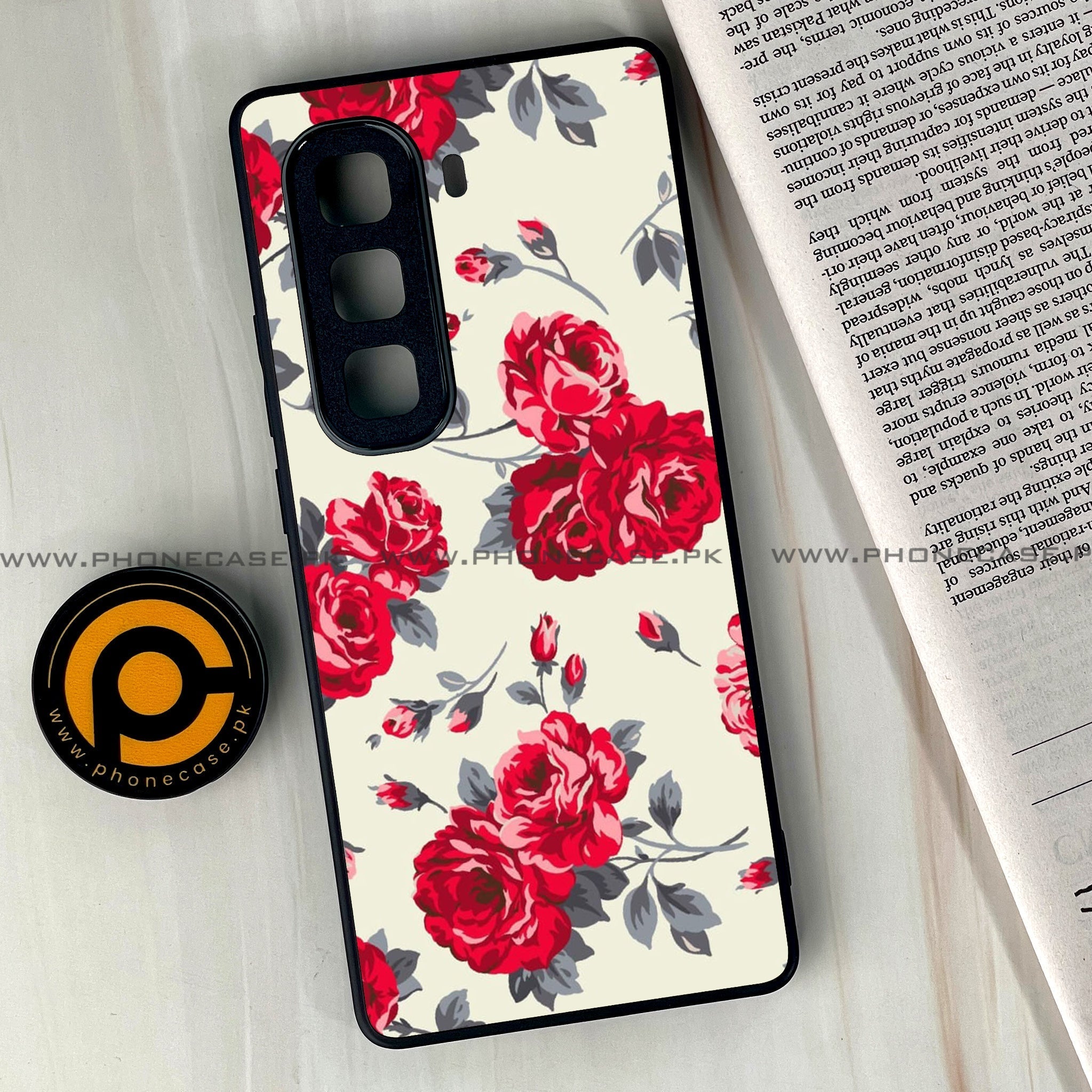 Infinix Hot 60  - Floral Series Design 8 - Premium Metal Printed soft Bumper shock Proof Case CS-43166