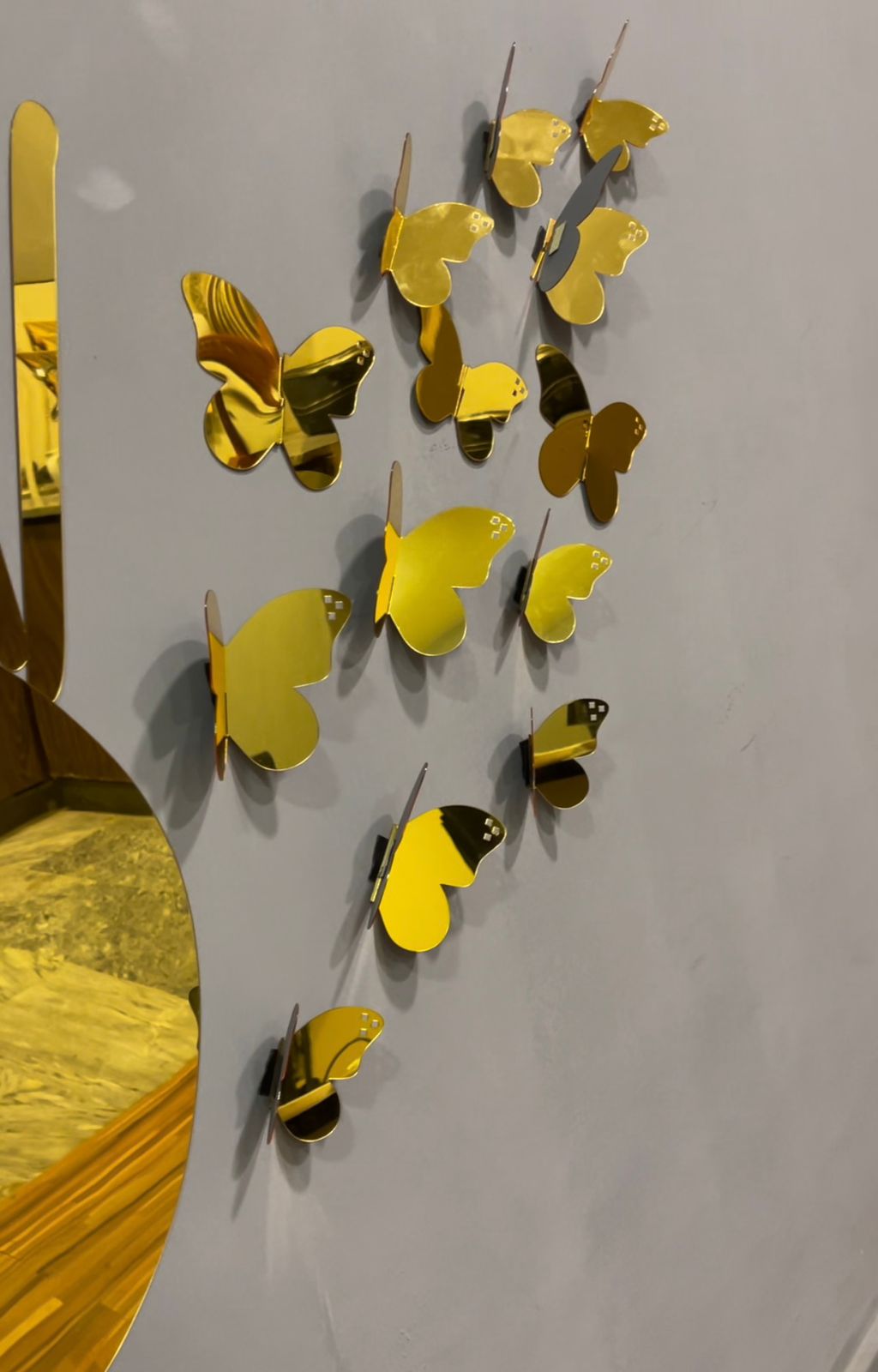 3D Golden Mini Mirror Butterfly Set – Elegant Wall Decor Accent