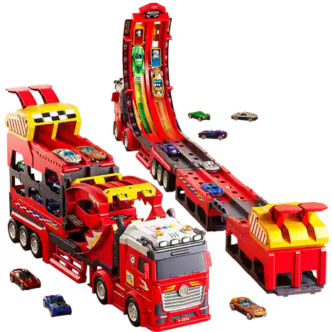 113cm Deformation Catapult Car Launching Truck - 4Pcs Alloy Cars