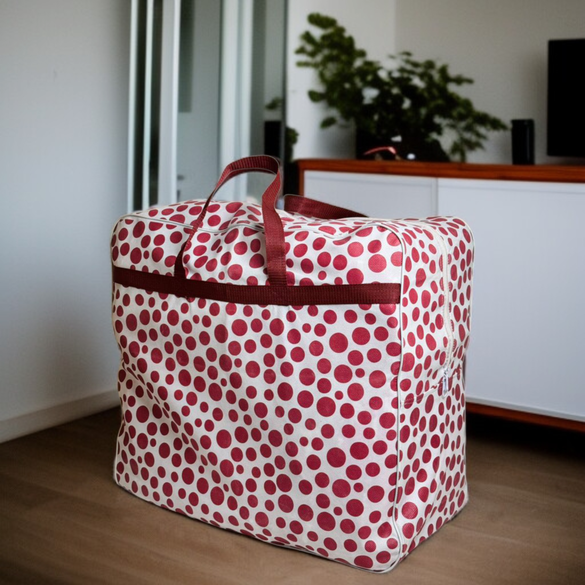 110GSM Non-Woven Luggage Mehroon (Polka Dot)