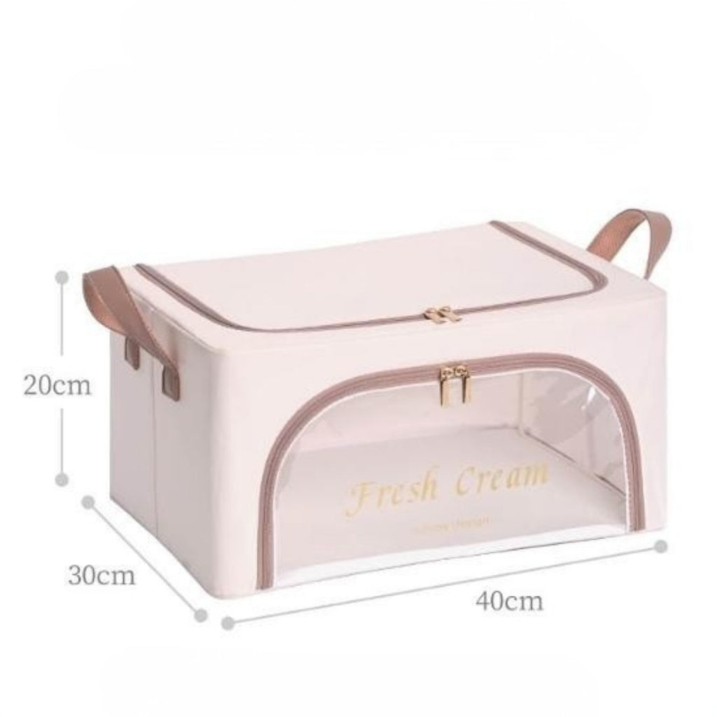 Foldable Clothes Storage Box (24L)-Light Pink