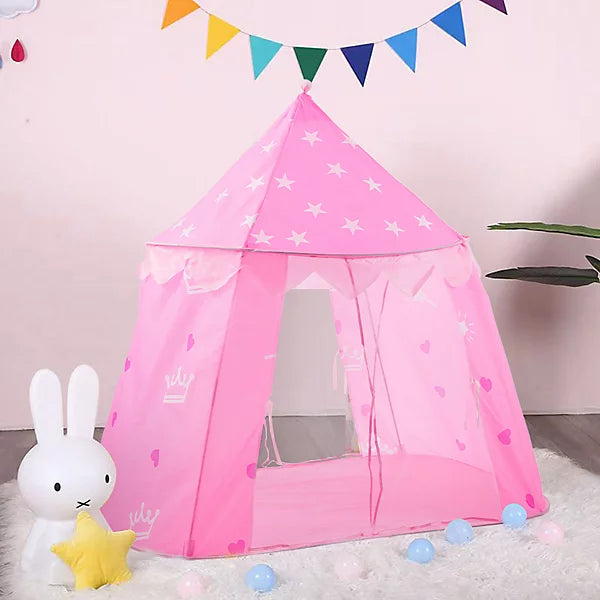 Kids Foldable Castle Play Tent House With Storage Bag - Pink