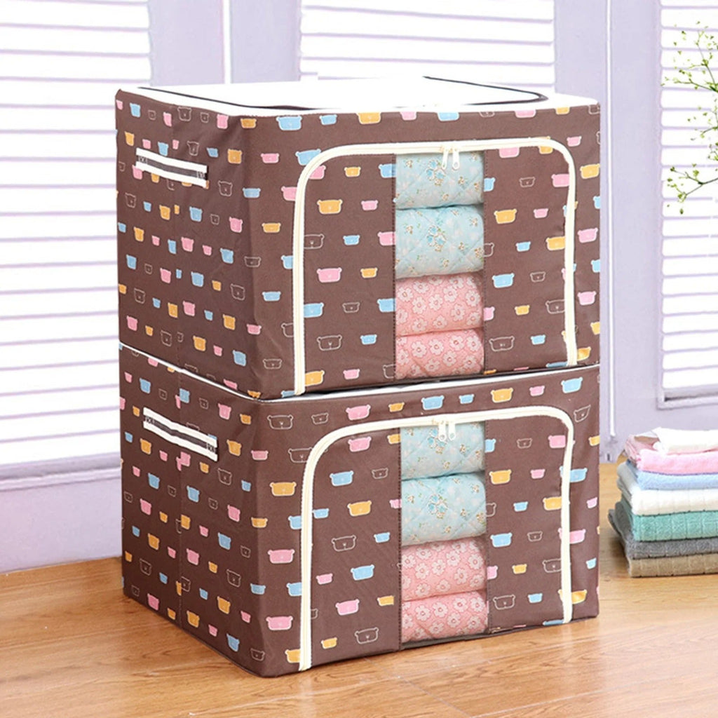 Foldable Clothes Storage Box (66L)-Brown