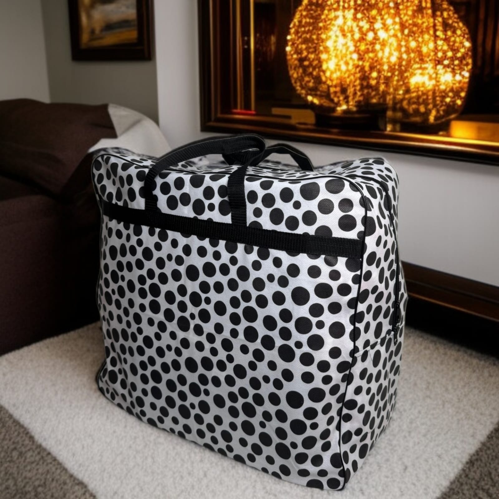 110GSM Non-Woven Luggage Black (Polka Dot)