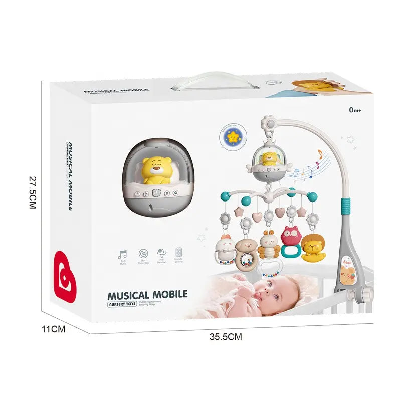 Remote Control Baby Projection Hanging Bed Bell Toy - Pink