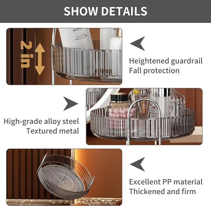 2 Tier Rotating Makeup Organizer-Black