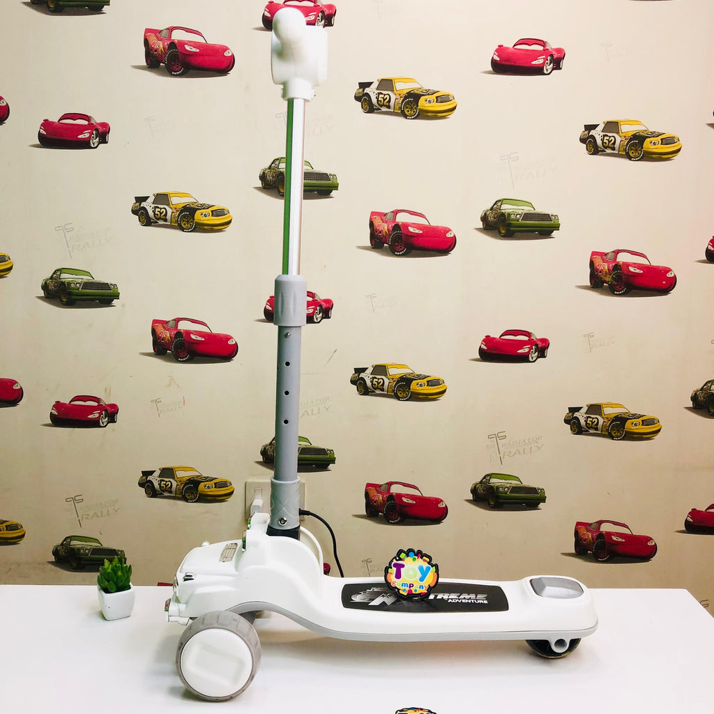 Mercedes Adjustable Height Kids Scooter With Light & Music - White