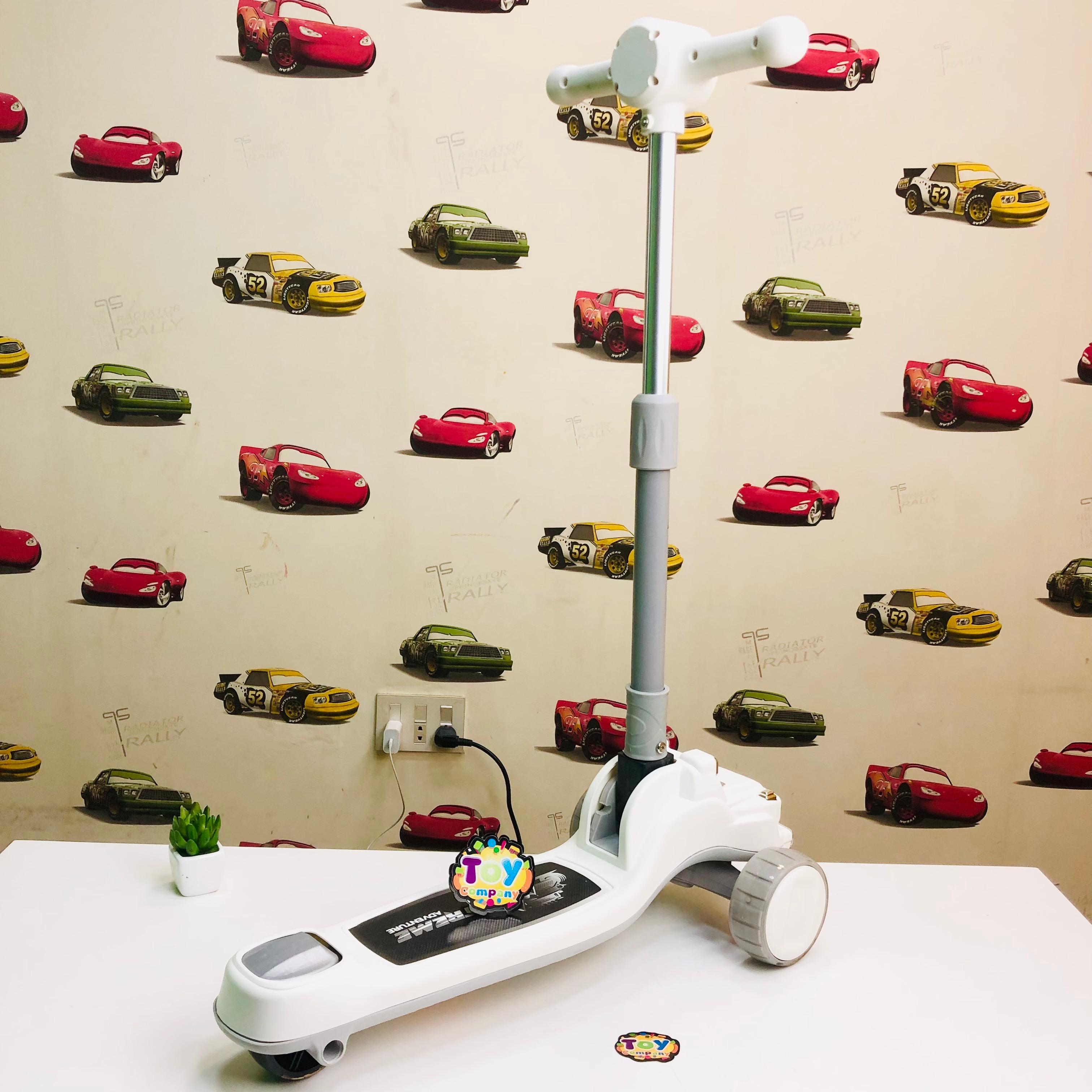 Mercedes Adjustable Height Kids Scooter With Light & Music - White