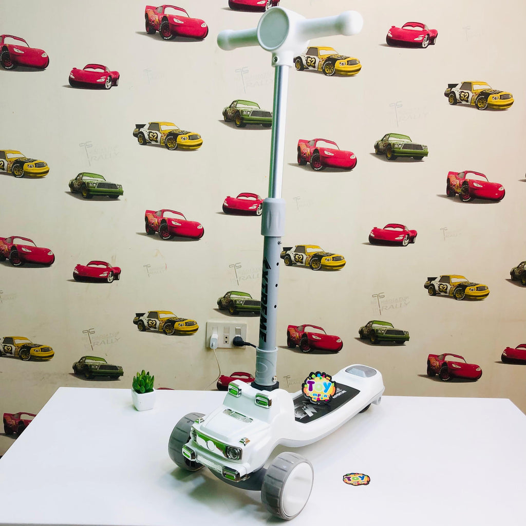 Mercedes Adjustable Height Kids Scooter With Light & Music - White