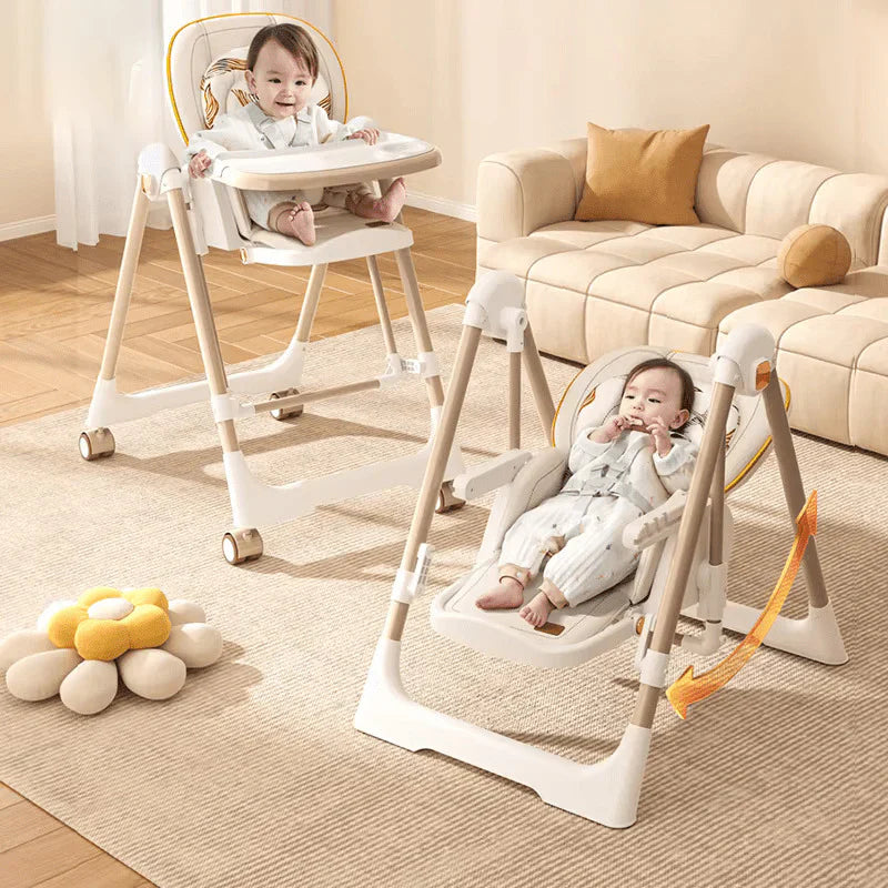 Portable Multi-functional Baby Swing Dining Chair - Beige